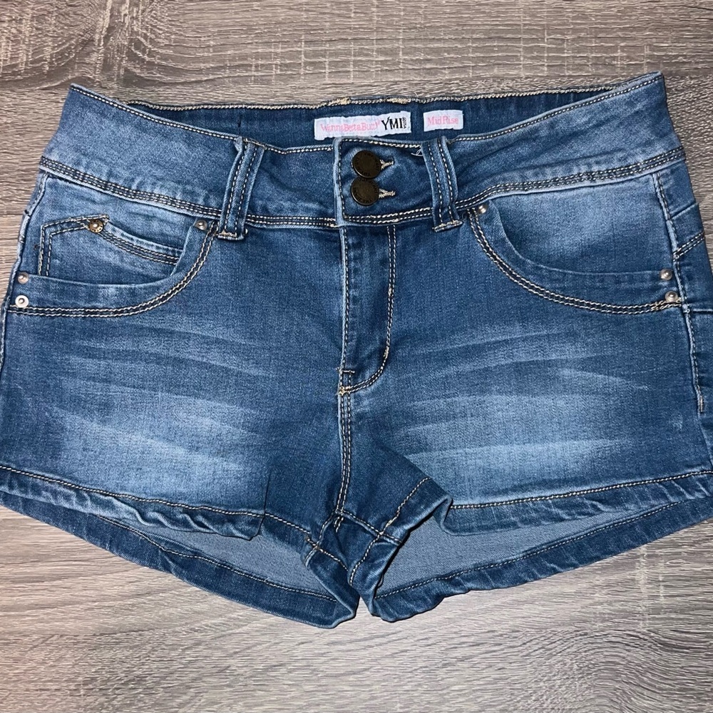 YMI Blue Jean Shorts with Distressed Hem